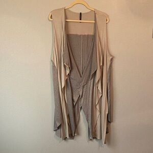 Connie K Beige and Gray Women's Sweater Vest